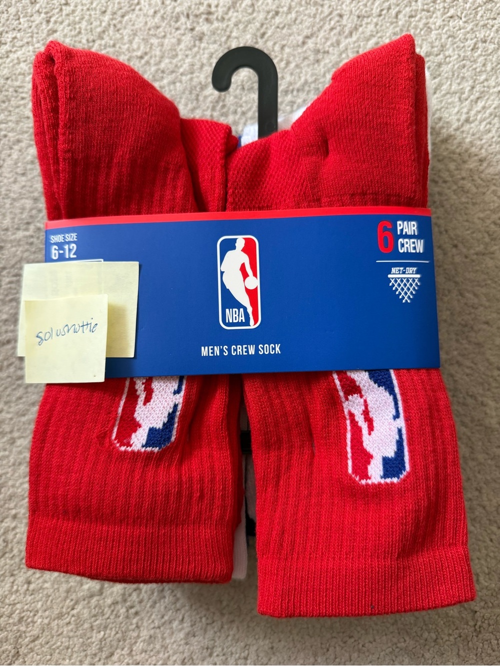 NWT! NBA Men's Crew Socks 6 Pack Size 6-12
